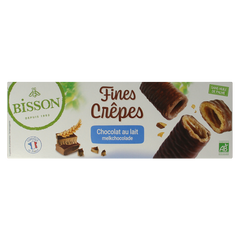 Bisson Krokante wafelrolletjes met melkchocolade bio 90 Gram
