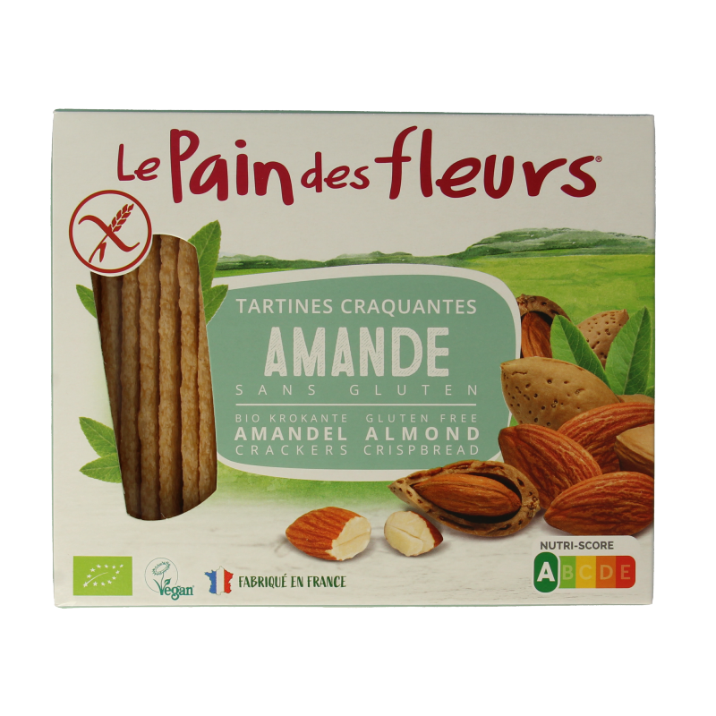 Pain Des Fleurs Krokante crackers amandel glutenvrij bio 150.00 Gram