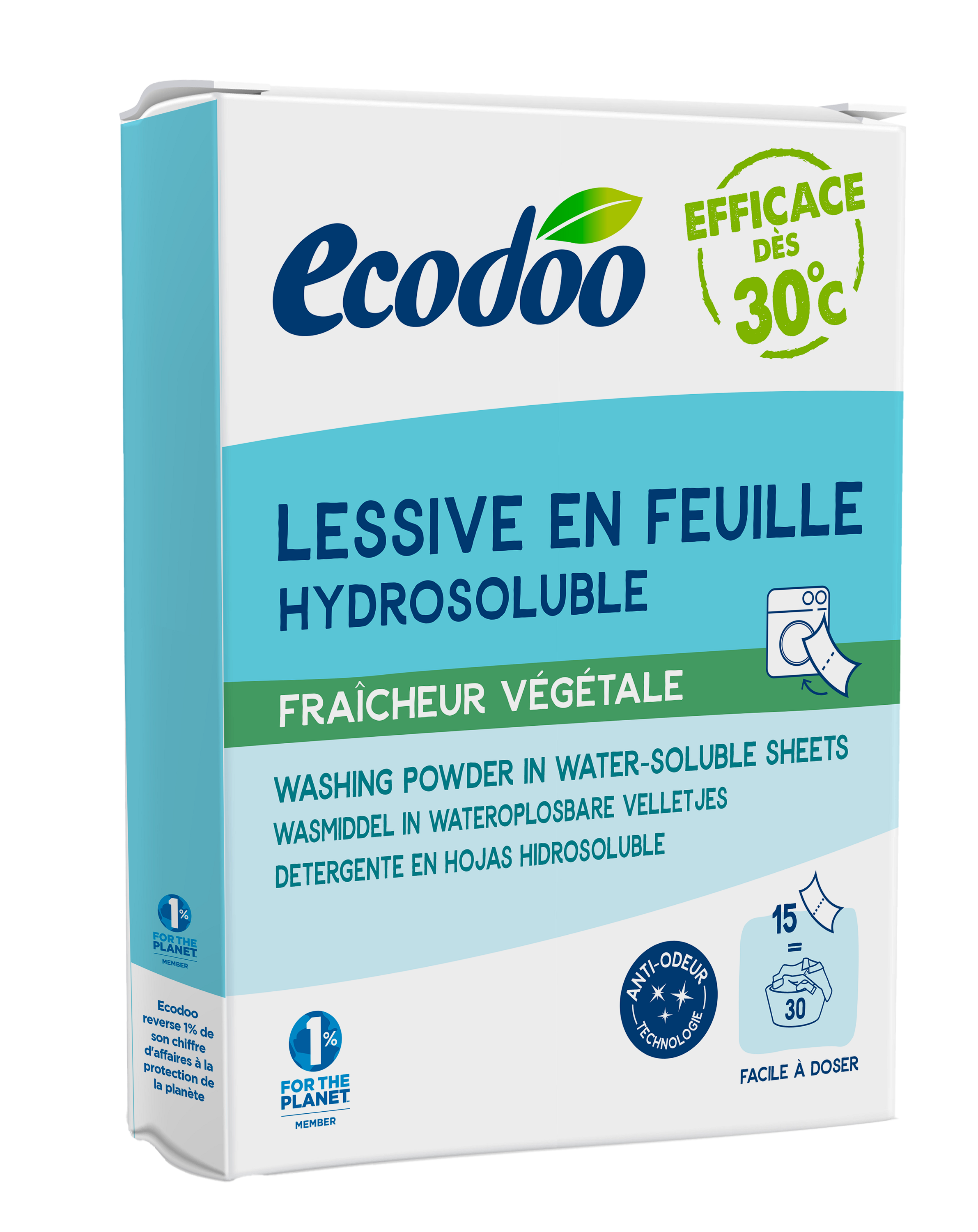 Ecodoo Wasstrips laundry plant freshness eco 53.00 Gram