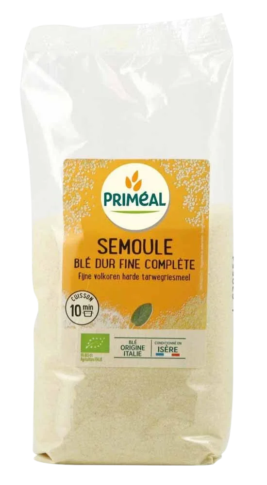 Primeal Fijn volkoren harde tarwegriesmeel bio 500 Gram