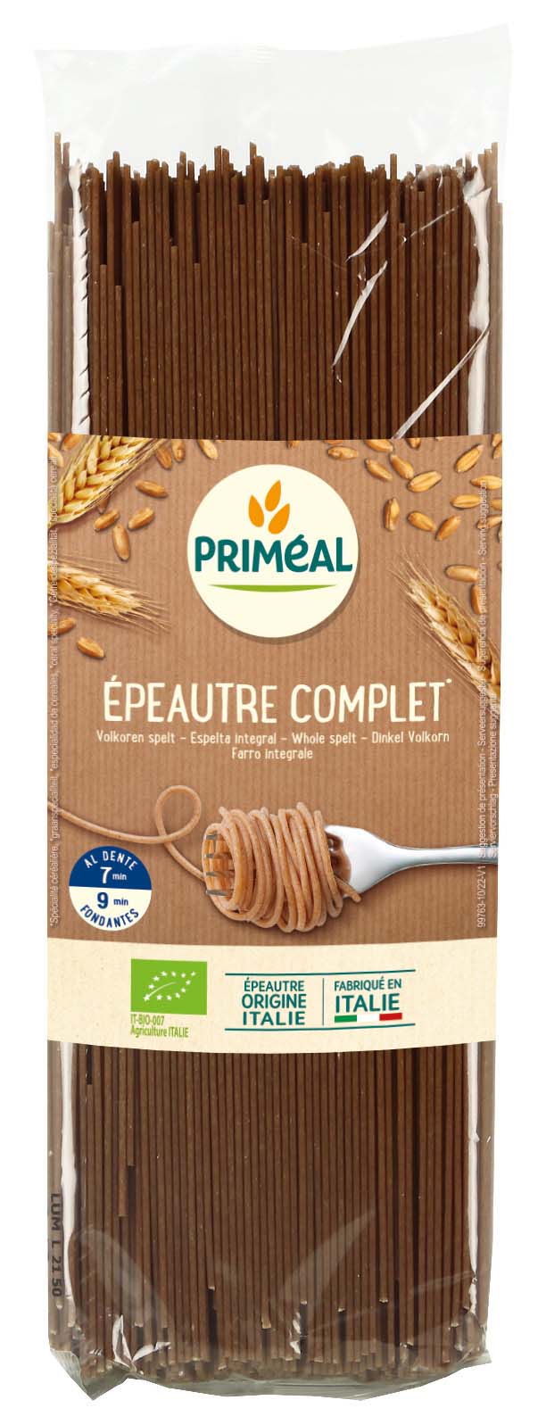 Primeal Spelt spaghetti volkoren bio 500.00 Gram