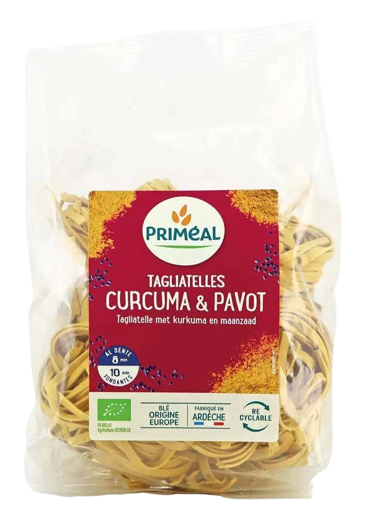 Primeal Tagliatelle kurkuma papaver bio 250 Gram