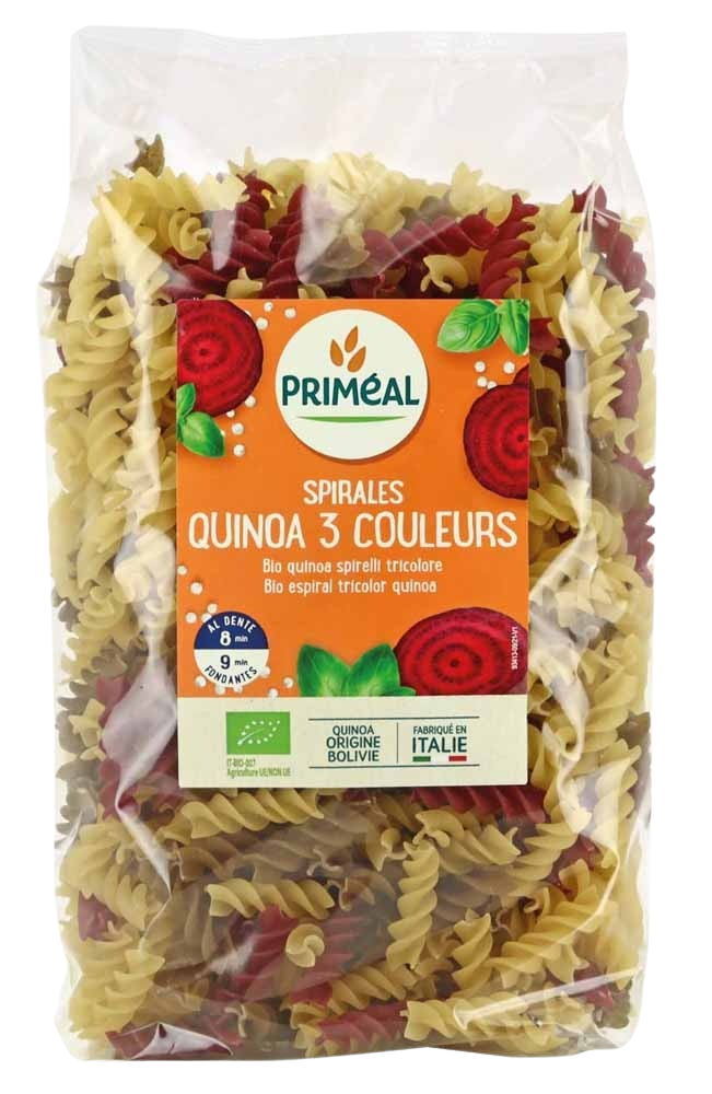 Primeal Organic fusilli 3 kleur tarwe quinoa bio 500.00 Gram