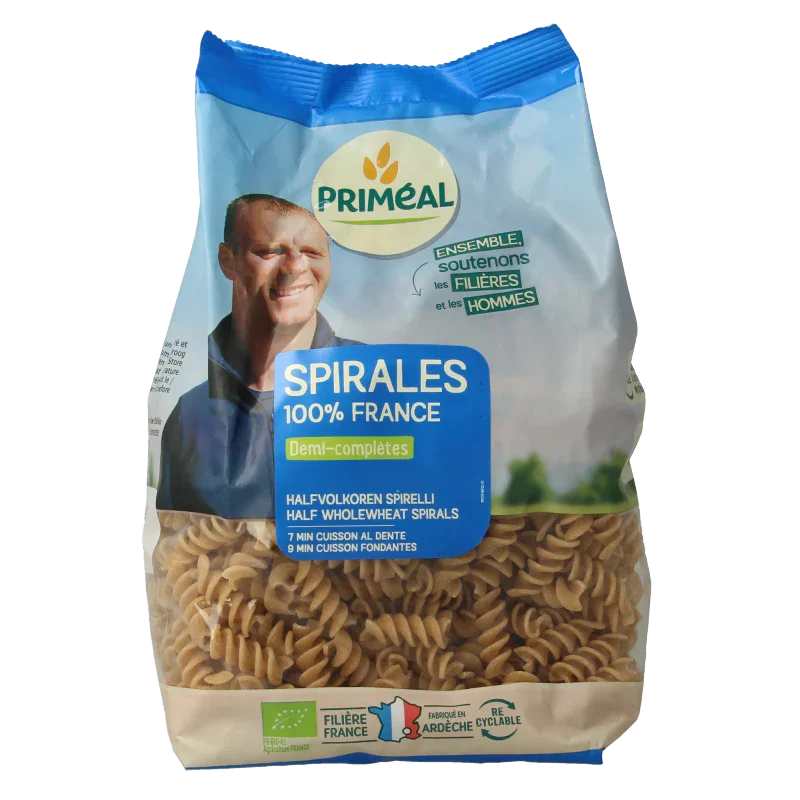 Primeal Halfvolkoren spiralen bio 500 Gram
