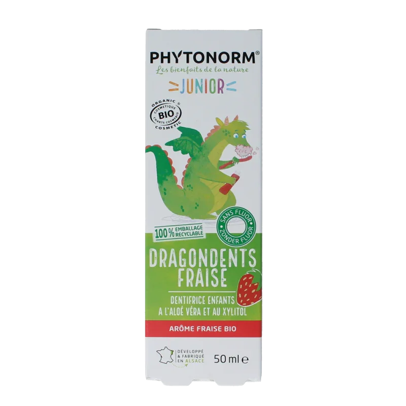 Phytonorm Dragondent tandpasta kind aardbei 50 Milliliter