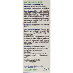 Ladrome Roos geranium olie bio 10.00 Milliliter
