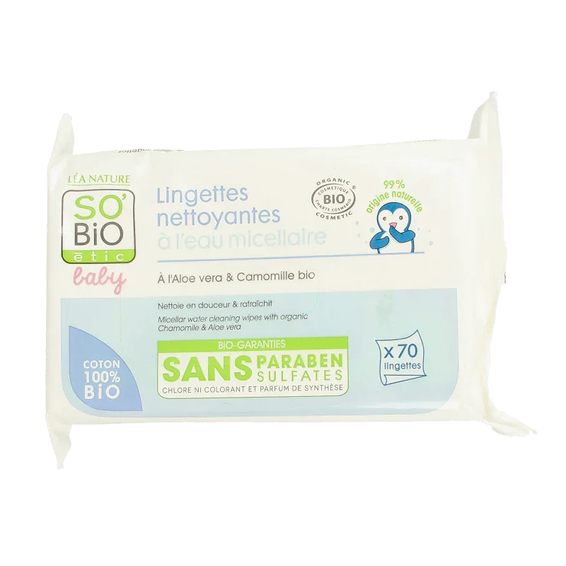 So Bio Etic Baby wipes micellair 70 Stuks