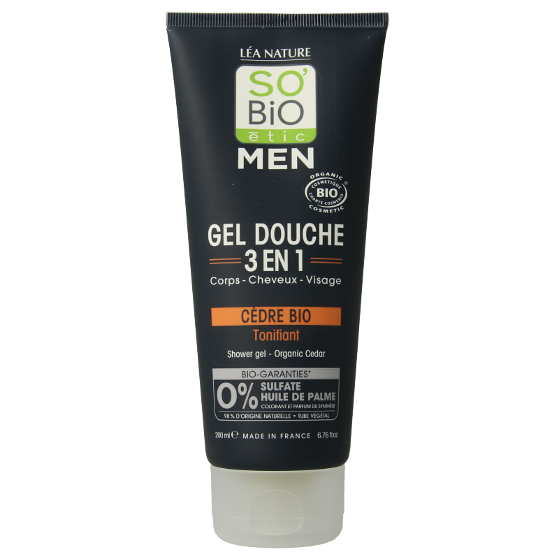 So Bio Etic Showergel for men 3 in 1 cedar 200 Milliliter