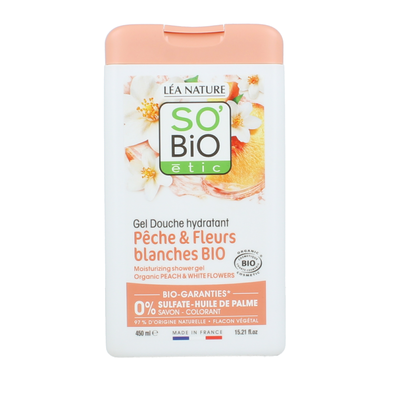 So Bio Etic Showergel peach & white flowers bio 450 Milliliter