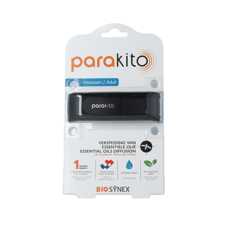 Parakito Anti mug armband volwassenen zwart 1.00 Stuks
