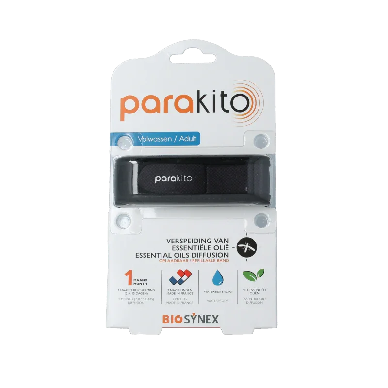 Parakito Anti mug armband volwassenen zwart 1 Stuks