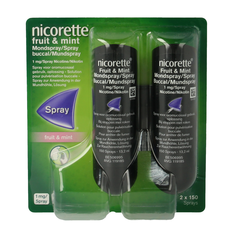 Nicorette Mondspray fruit & mint duo 2 Stuks