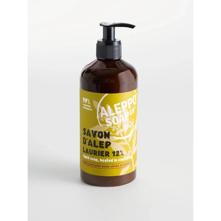 Aleppo Soap Co Zeep 12% laurier met pomp 500 Milliliter