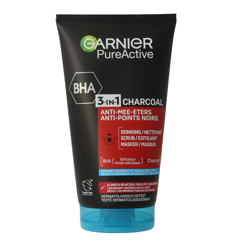 Garnier SkinActive pure active 3-in-1 charcoal reiniging 150 Milliliter