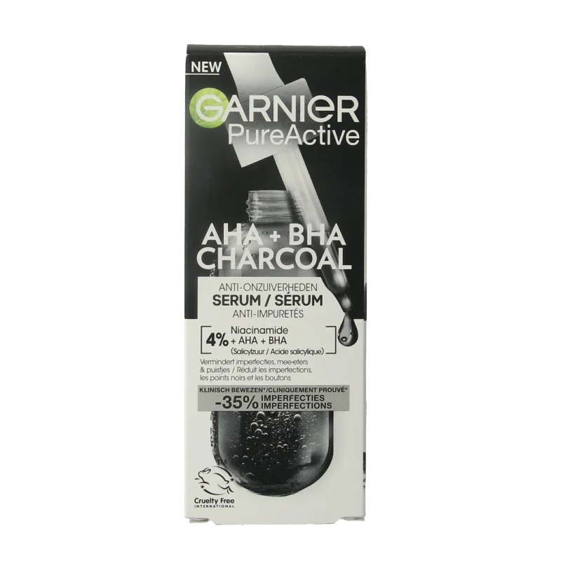 Garnier PureActive AHA + BHA charcoal serum 30 Milliliter