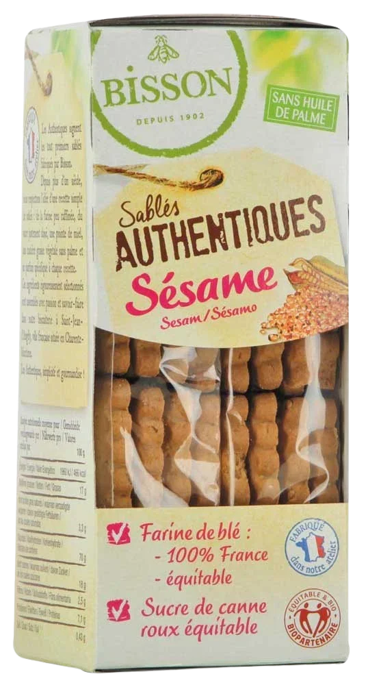 Bisson Zandkoekjes sesam authentiek bio 175 Gram