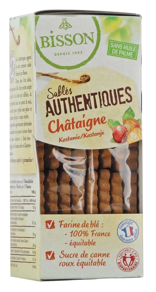 Bisson Authentieke zandkoekjes met kastanje bio 180 Gram