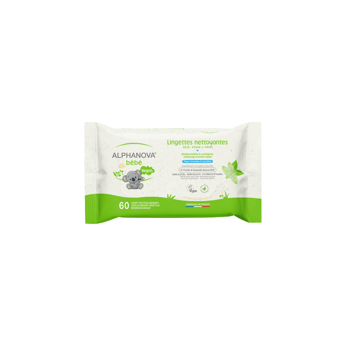 Alphanova Bebe Baby bio & ecological cleansing wipes 60.00 Stuks