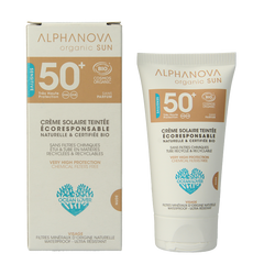 Alphanova Sun Sun getinte zonnebrand tegen zonne allergie SPF50 50 Gram