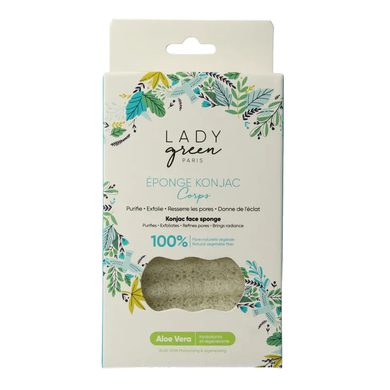 Lady Green Konjac gelaatspons aloe vera 1 Stuks
