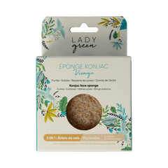 Lady Green Konjac gezichtsspons crushed walnut 1 Stuks