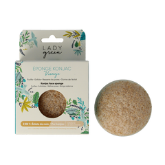Lady Green Konjac gezichtsspons crushed walnut 1 Stuks