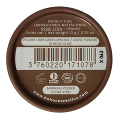 Boho green makeup Mineral loose powder beige clair 01 10 Gram
