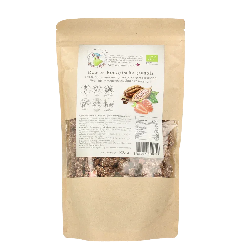 Vitiv Tijgernoot granola chocolade aardbei bio 300 Gram