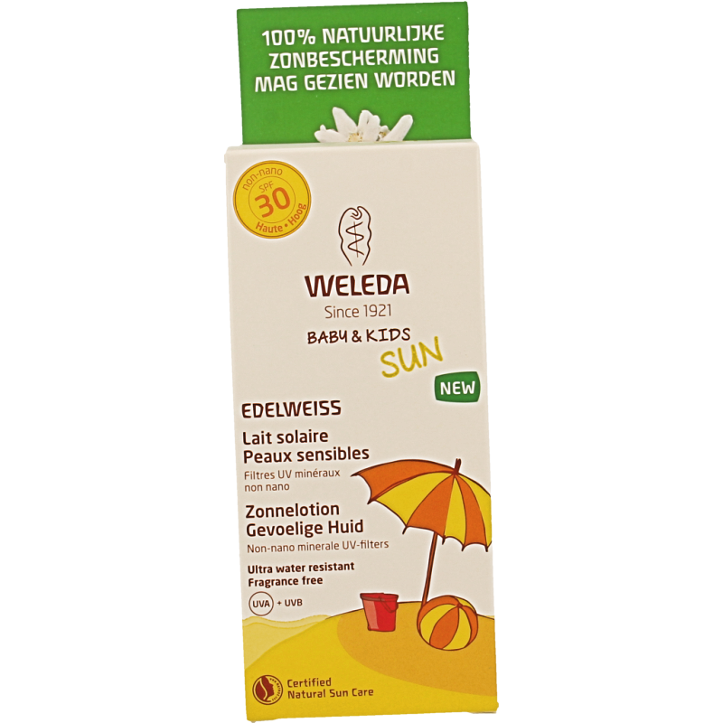 Weleda Edelweiss zonnelotion gevoelige huid SPF30 150 Milliliter