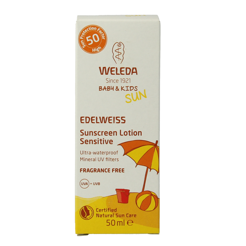 Weleda Edelweiss zonnecreme gevoelige huid SPF50 50 Milliliter