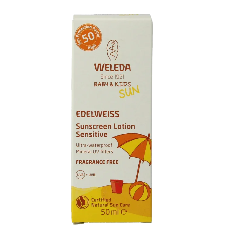 Weleda Edelweiss zonnecreme gevoelige huid SPF50 50 Milliliter
