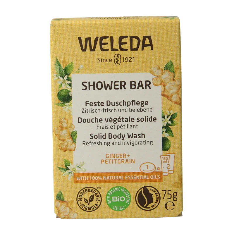 Weleda Shower bar ginger + petitgrain 75 Gram