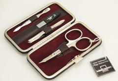 Malteser Manicure-etui 4-delig wijnrood nappaleer 1 Set