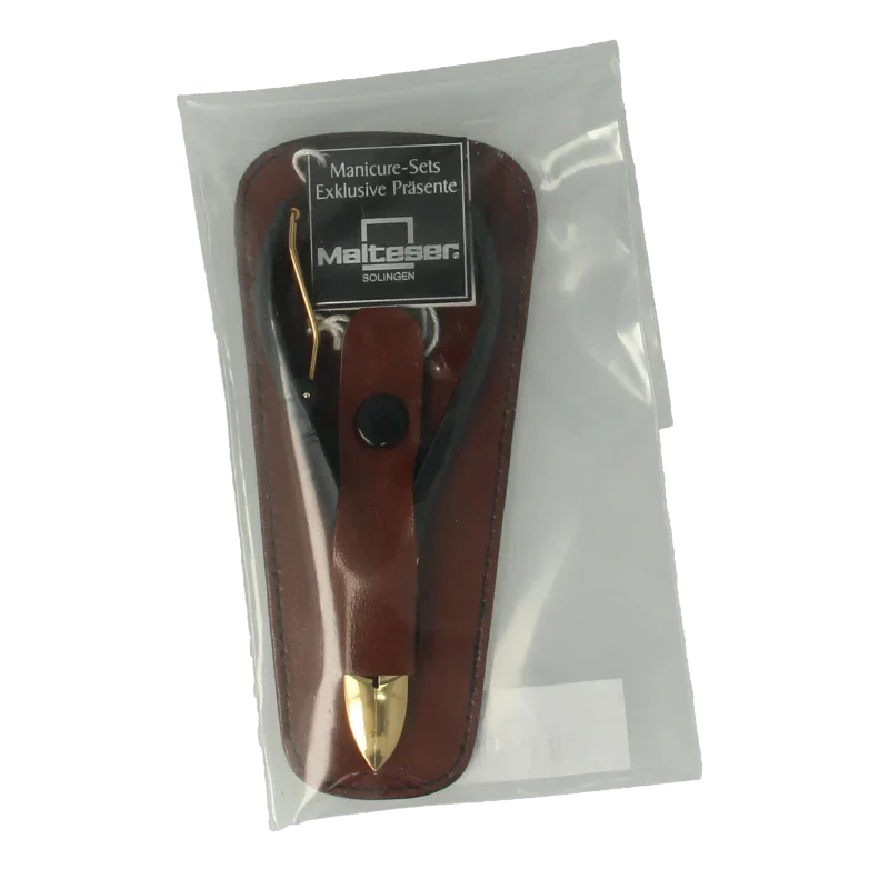 Malteser Nageltang 10cm met luxe bruin leren hoes 1 Stuks