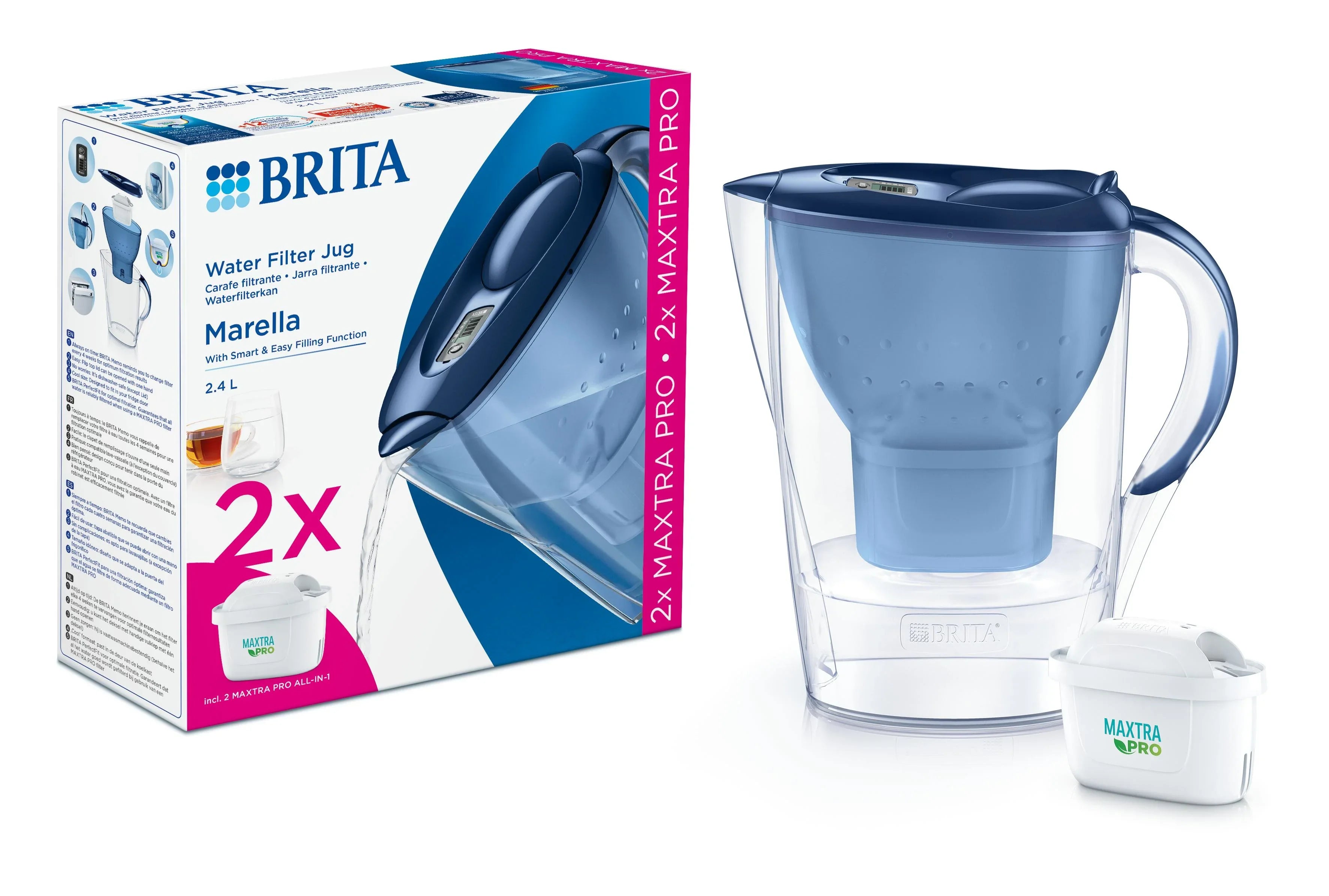 Brita Marella cool blue + 2 maxtra pro all-in-1 1 Set