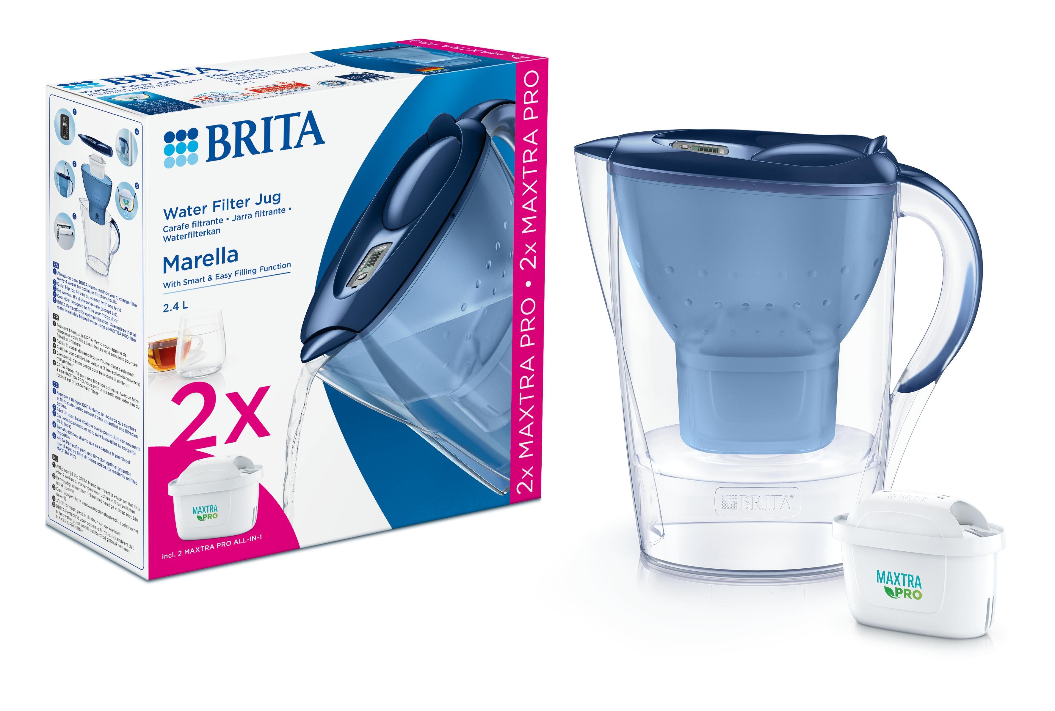 Brita Waterfilterbundel Marella Cool blue + 2 MAXTRA PRO 3.00 Stuks