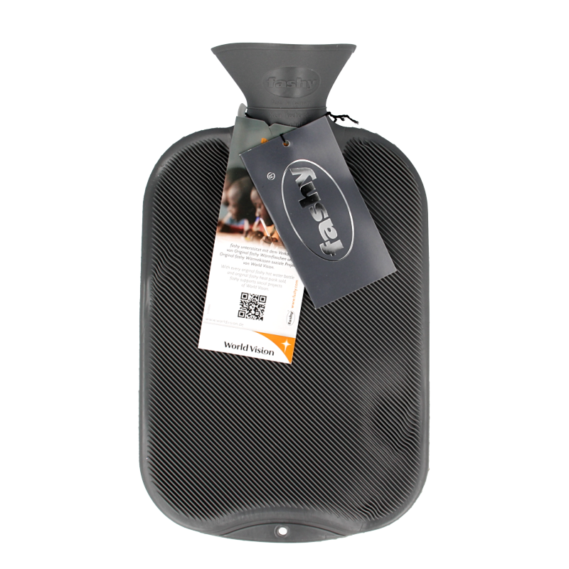 Fashy Kruik warmwater zak antraciet enkele ribbel 2 Liter