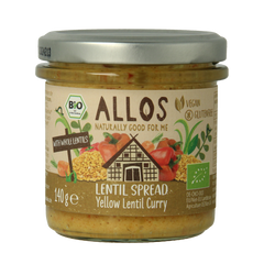 Allos Linzenspread gele curry bio 140.00 Gram