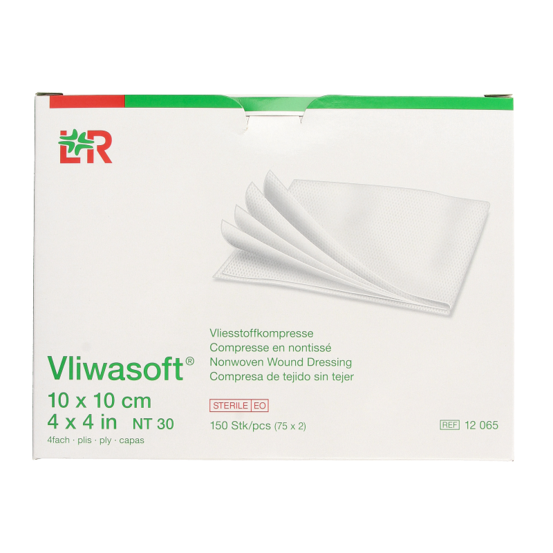 Vliwasoft Vlieskompres 10 x 10cm 4-laags 75 x 2 stuks 150 Stuks