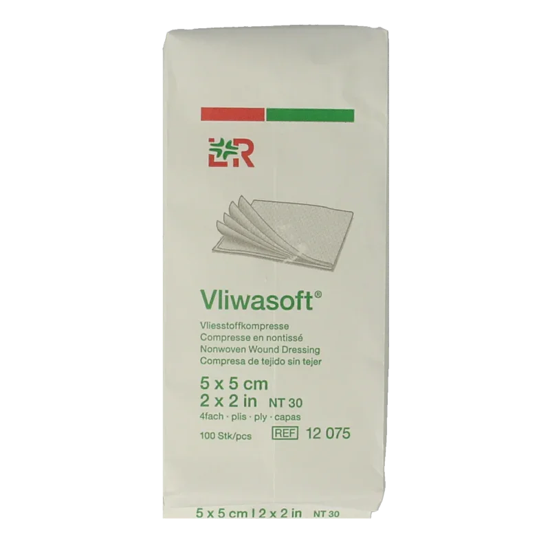 Vliwasoft Vlieskompres 5 x 5cm 4-laags 100 Stuks