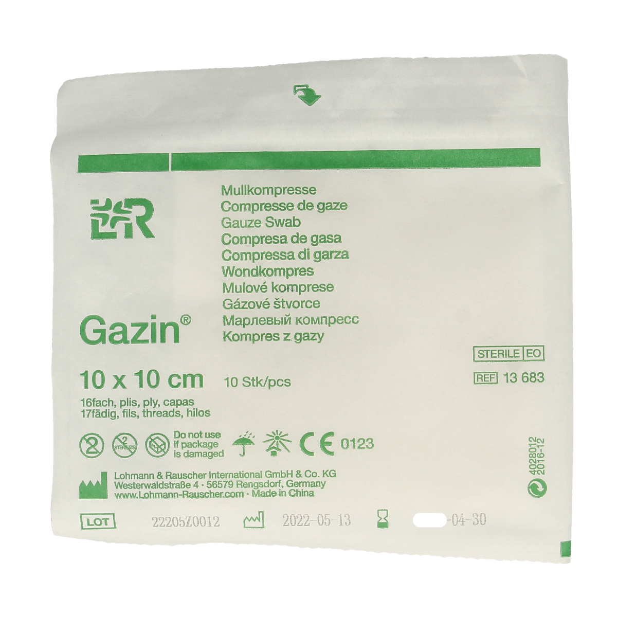 Gazin Gaaskompressen 10 x 10cm steriel 10.00 Stuks