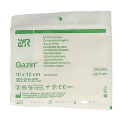 Gazin Gaaskompressen 10 x 10cm steriel 10.00 Stuks
