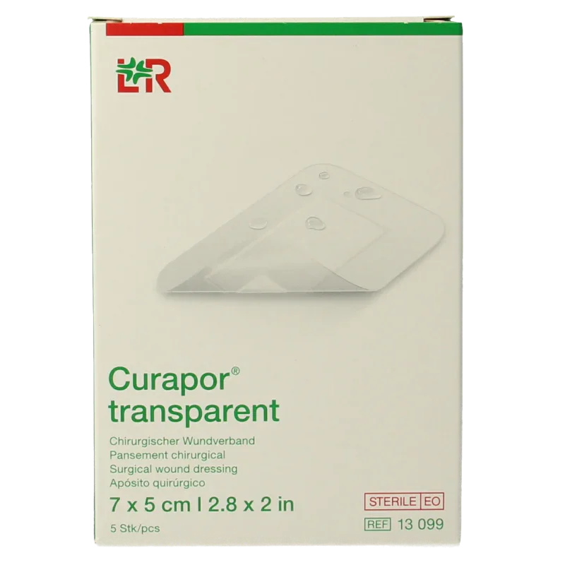 Curapor Transparant 7 x 5cm steriel 5 Stuks