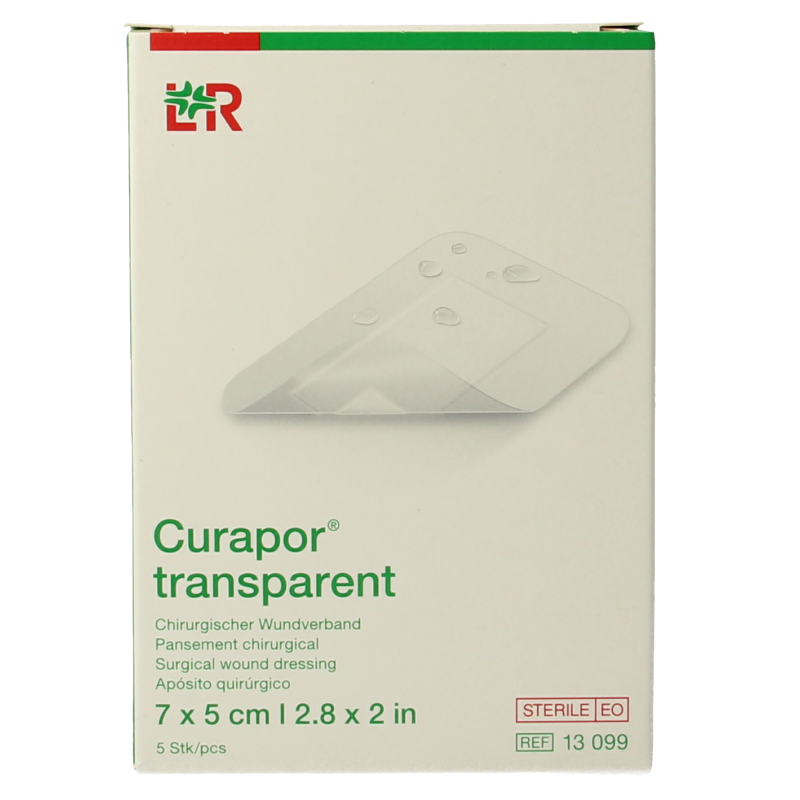 Curapor Transparant 7 x 5cm steriel 5 Stuks