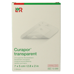 Curapor Transparant 7 x 5cm steriel 5.00 Stuks