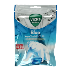 Vicks Blue menthol suikervrij bag 72.00 Gram