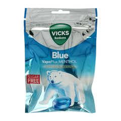 Vicks Blue menthol suikervrij bag 72 Gram