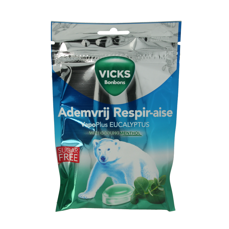 Vicks Ademvrij eucalyptus suikervrij bag 72 Gram