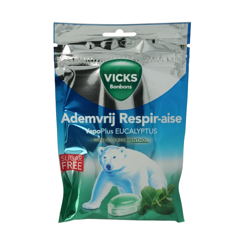 Vicks Ademvrij eucalyptus suikervrij bag 72 Gram