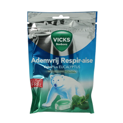 Vicks Ademvrij eucalyptus suikervrij bag 72 Gram